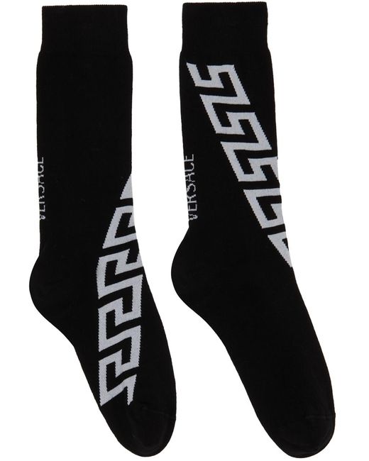 Versace Black Greca Socks for men