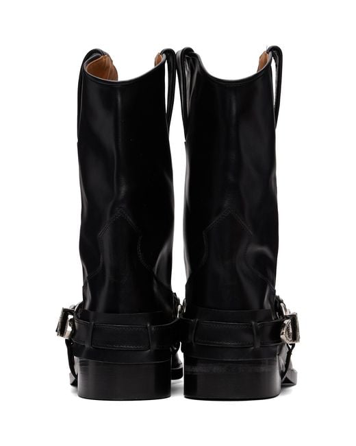 Toga Virilis Black Hard Leather Boots for men