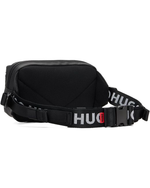 HUGO Black Bonded-Logo Belt Bag for men
