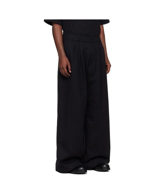 Dries Van Noten Black Pleated Sweatpants for men