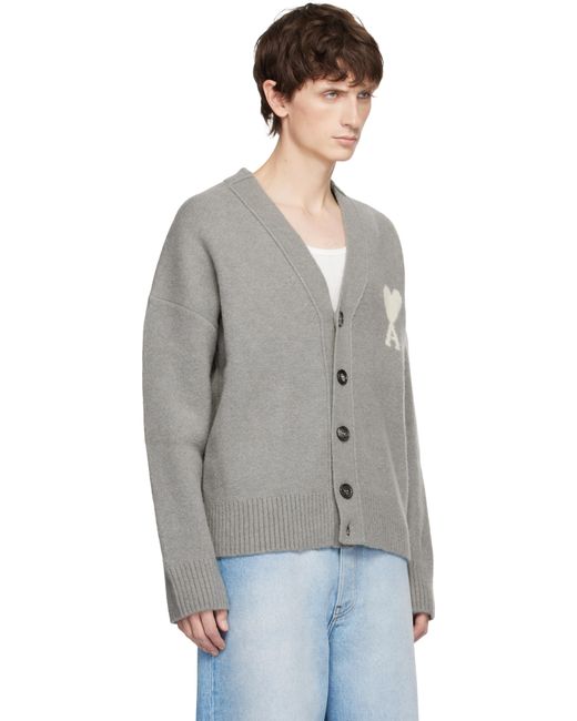 AMI Gray Alpaca Ami De Coeur Cardigan for men