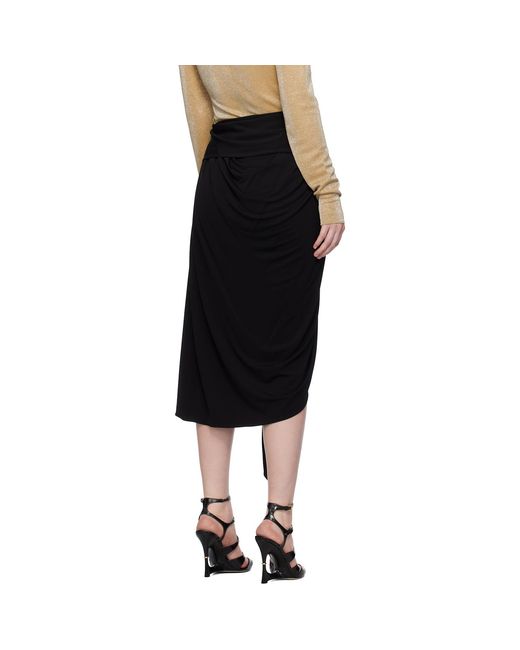 Lanvin Black Mélodie Wrap Midi Skirt