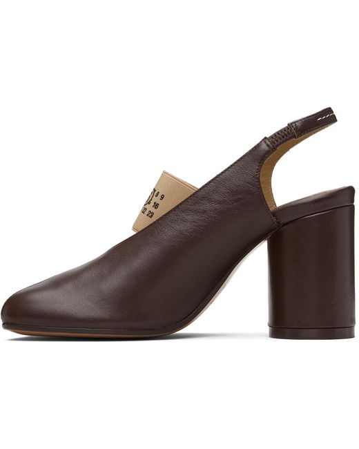 MM6 by Maison Margiela Brown Anatomic Numeric Slingback Heels