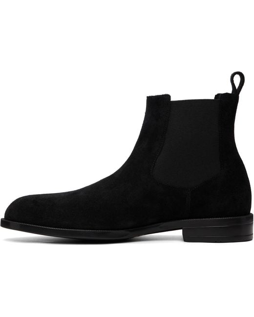 Boss Black Suede Elasticated Panels Chelsea Boots for men