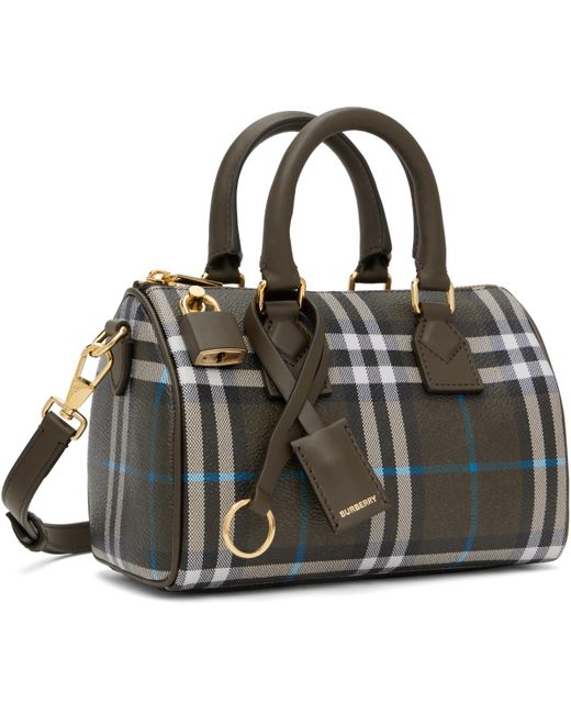 Burberry グレー ミニ Bowling チェック バッグ Black