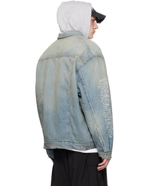 Balenciaga Blue Hooded Denim Jacket for men