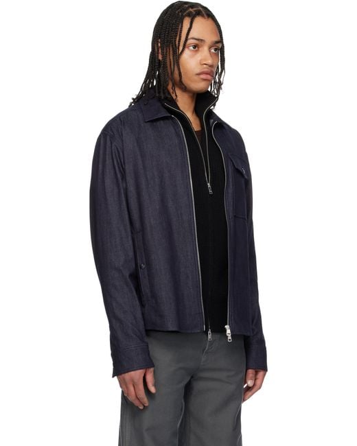 Blouson À Manches Longues Bleu En Denim À Glissière Moncler pour homme en coloris Black