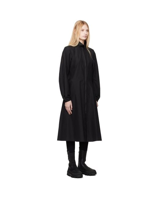 Moncler Black Front Zip Midi Dress
