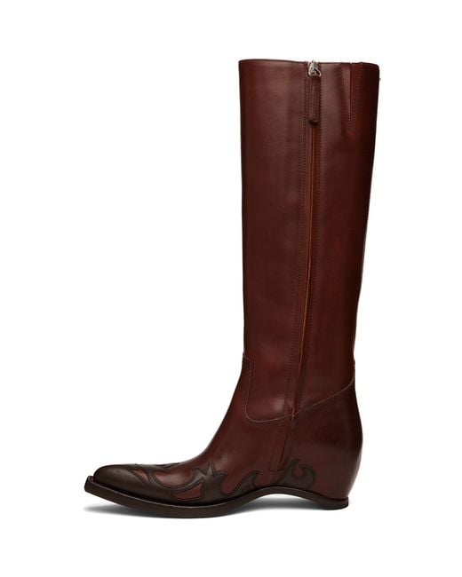 Maison Margiela Brown Tan Heel-Less Western Knee Boots