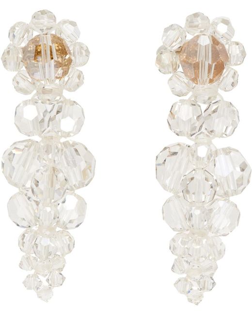 Simone Rocha White Transparent Small Cluster Drip Earrings