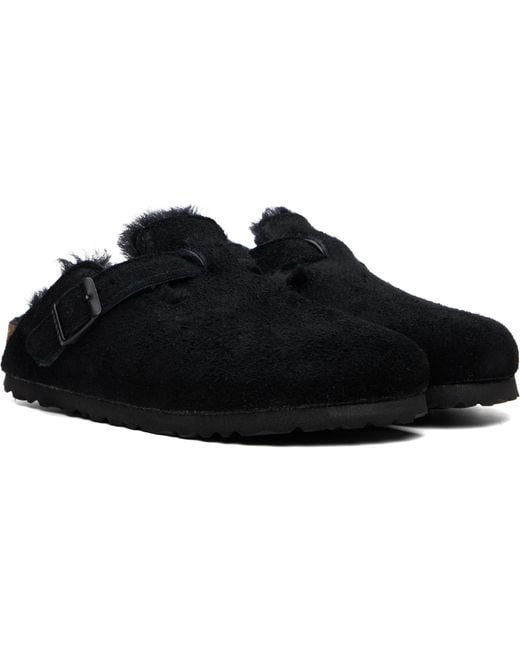 Birkenstock Black Narrow Boston Shearling Loafers