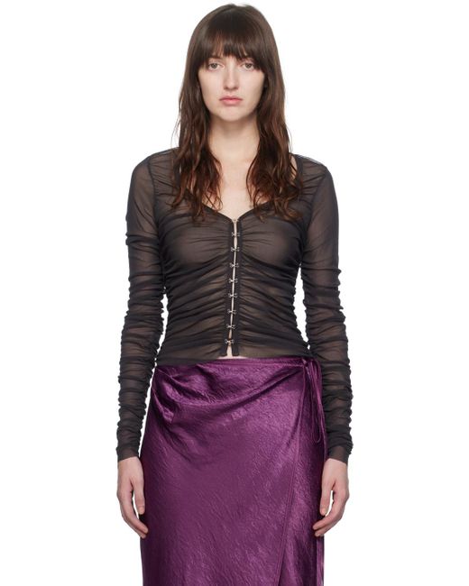 Acne Purple Sheer Long Sleeve T-Shirt