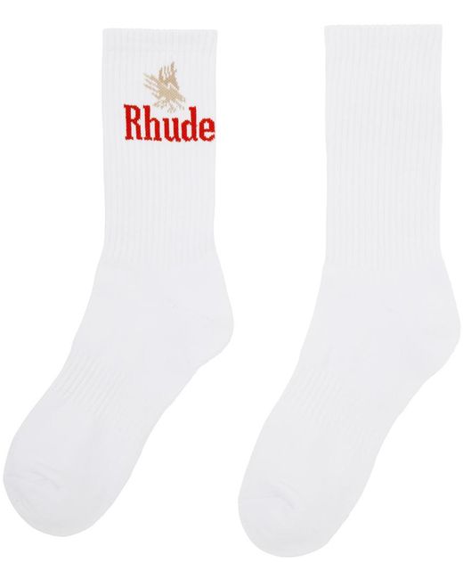 Rhude White Eagles Socks for men