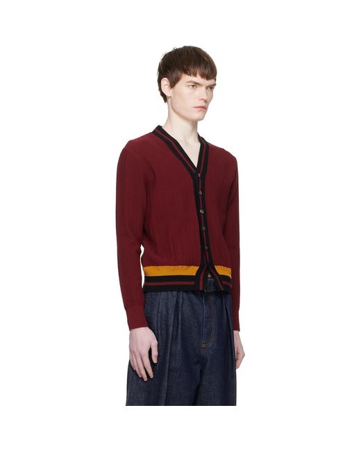 Dries Van Noten Red Block Stripe Cardigan for men
