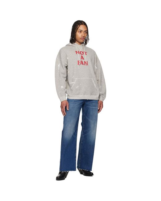 R13 Gray 'Not A Fan' Oversized Hoodie for men