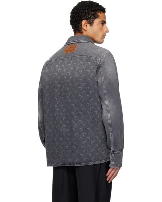 MARINE SERRE Gray Moon Laser Ls Denim Shirt for men