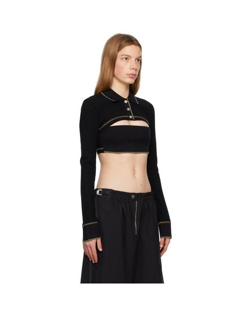Dion Lee Black Shrunken Snap Polo