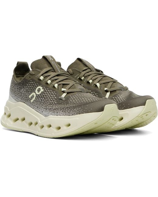 On Shoes Gray Khaki Cloudsurfer Max Sneakers for men