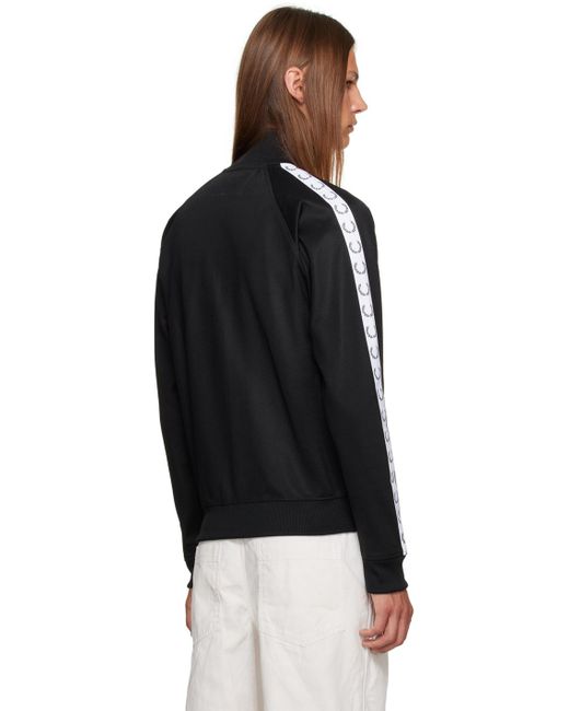 Fred Perry Black F Perry Taped Track Jacket for men