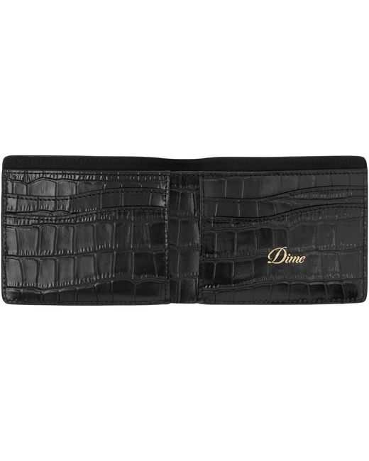 Dime Black Croc Bifold Wallet for men
