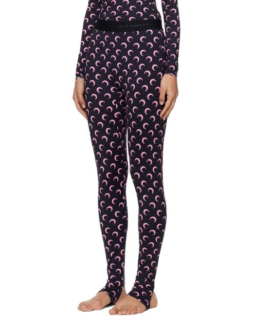 MARINE SERRE Black Recycled Moon Jersey Stirrup Leggings