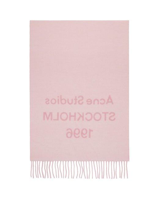 Acne Pink Wide Logo Scarf for men