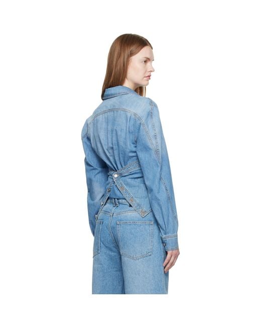 Mugler Blue Wrapped Chambray Shirt