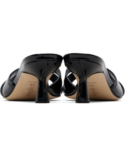 Aeyde Black Vero Patent Leather Mule Heeled Sandals