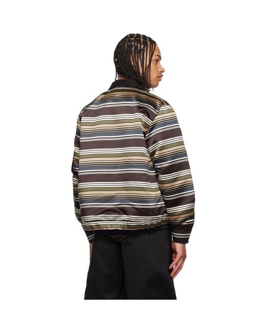 Sacai Black Horizontal Stripe Blouson Bomber Jacket for men