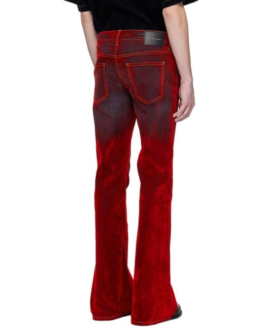 Cout de la Liberte Red Jimmy Stretch Suede Flare Jeans for men