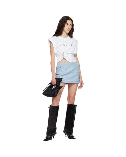 Marc Jacobs Blue Pop J Marc Logo Drape Seam T-Shirt
