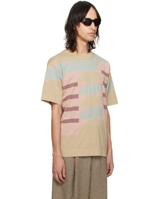 Dries Van Noten Multicolor Beige Printed T-shirt for men