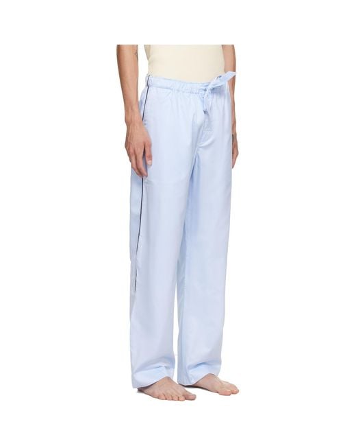 Tekla Blue Sateen Pyjama Pants for men