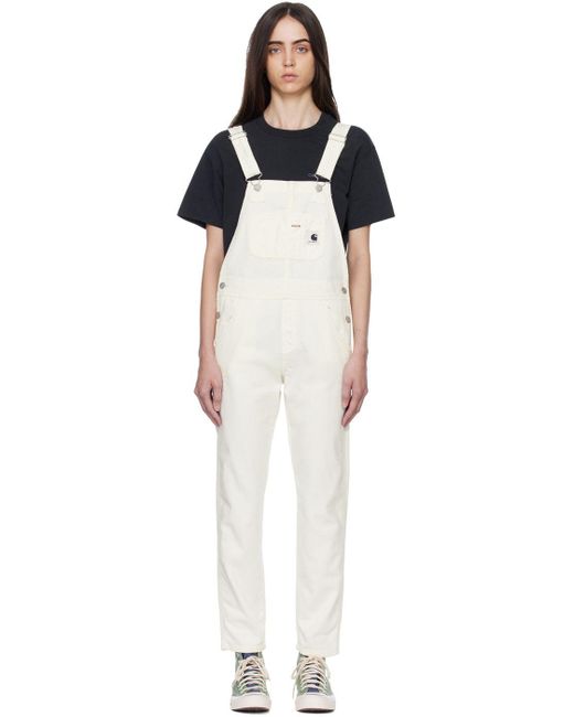 Carhartt WIP Cotton Offwhite Bib Overalls in Black Lyst