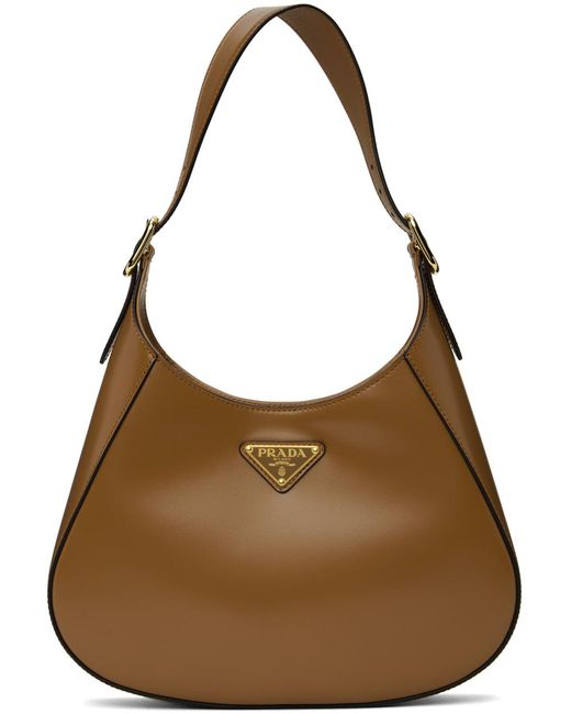 Prada Brown Tan Leather Shoulder Bag
