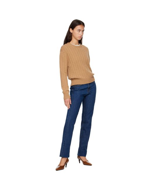 &Daughter Blue Tan Rooney Rib Crewneck Sweater