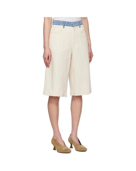 Moschino Natural Textured Cotton Hemp Shorts