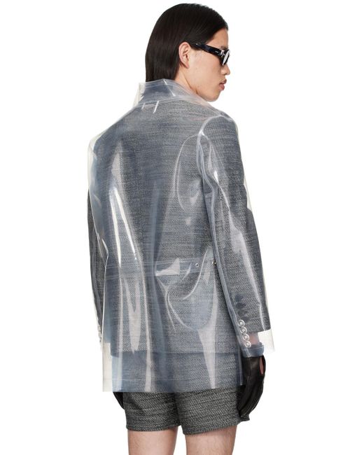 Ernest W. Baker Gray Transparent Double-Breasted Trench Coat for men