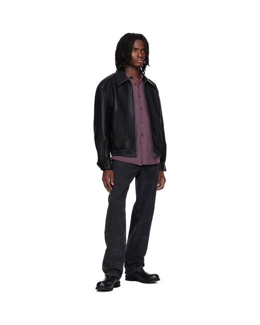 MMIC Black Rodeo Faux-Leather Jacket for men