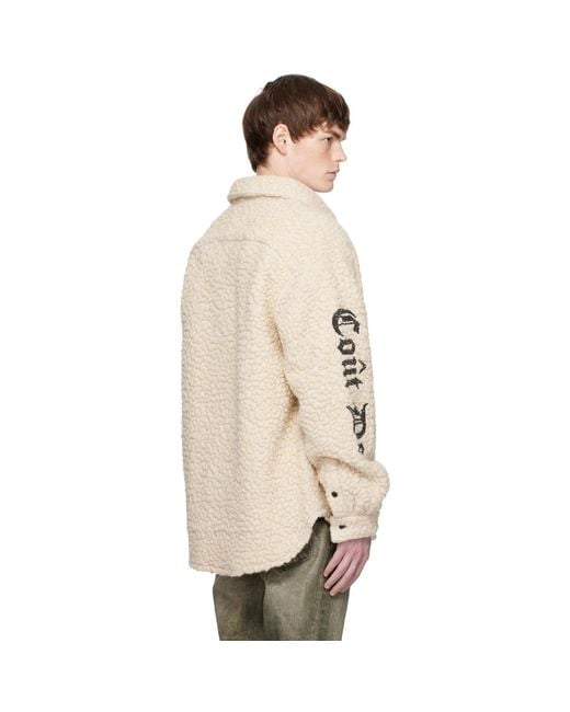 Cout de la Liberte Natural Off- Tommy Sherpa Embellished Wool Overshirt for men