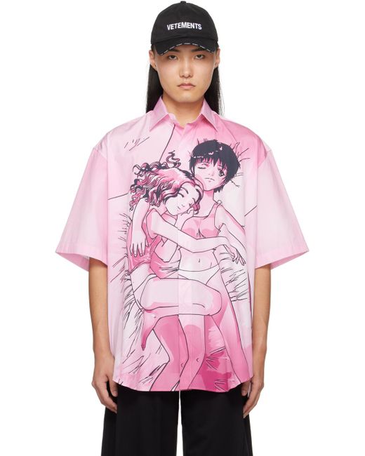メンズ Vetements Anime シャツ Pink