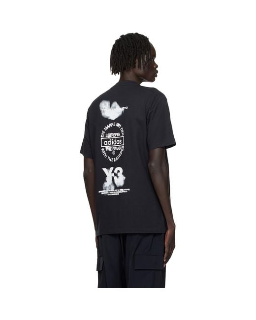 Y-3 Black Graphic Short Sleeve T-Shirt for men