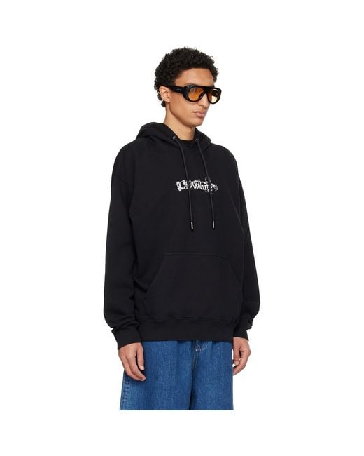 Off-White c/o Virgil Abloh Black Heraldic Threshold Arrow Skate Hoodie for men