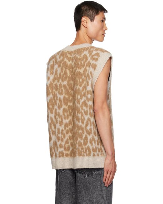 Ganni Black Brown Leopard Vest for men