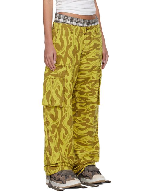 Pantalon cargo jaune à motif graphique ERL en coloris Yellow
