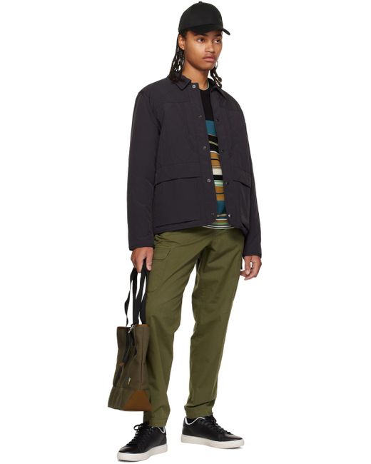 PS by Paul Smith Green Khaki Embroidered Cargo Pants for men