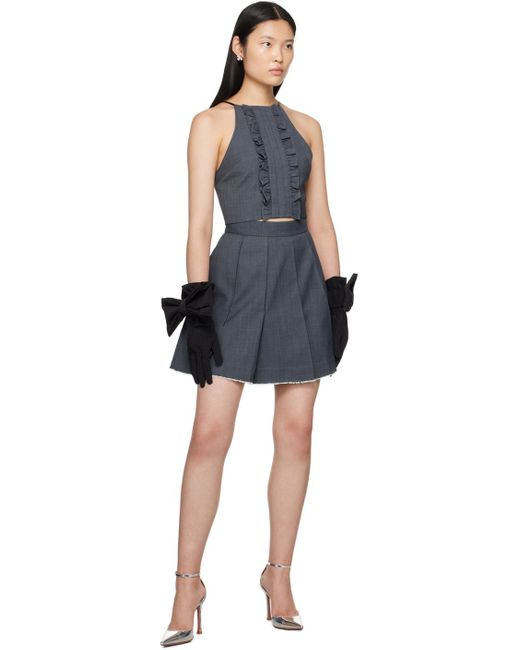 SHUSHUTONG グレー フリル付きミニドレス