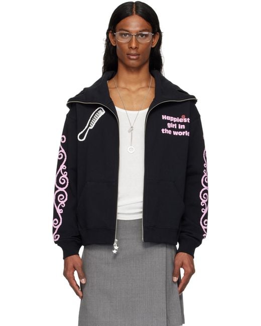 Ashley Williams Happy Manga Butterfly Hoodie in Black for