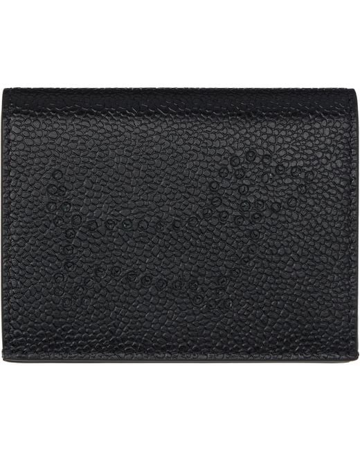 Thom Browne Black Pebble Grain Hector Double Card Holder for men