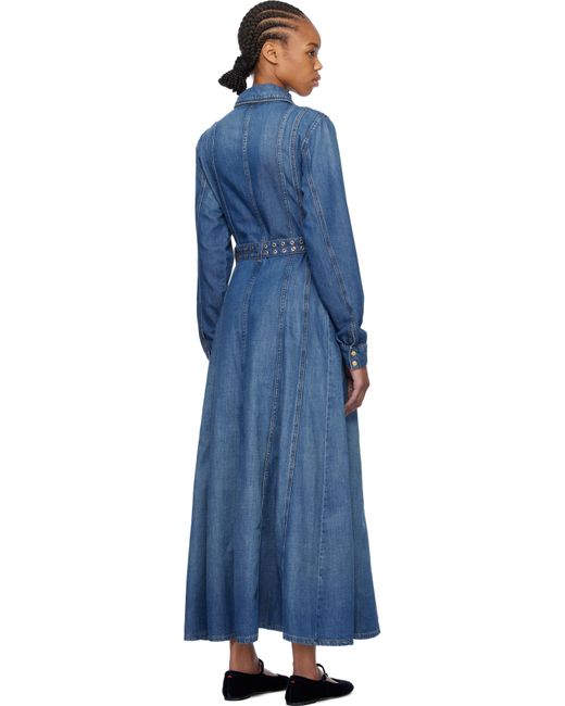Ganni Black Belted Denim Maxi Dress